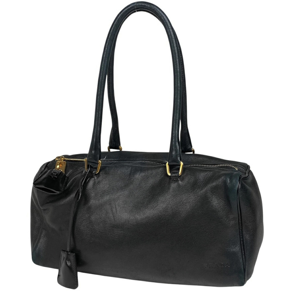Prada Black Vitello Daino Leather Duffle Bag